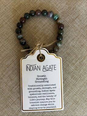 Indian Agate Beaded Stretch Bracelet